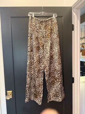 Leopard Print Wide-Leg Women’s Pants - Brown